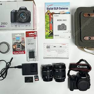 캐논 EOS 200D 풀 패키지 판매(렌즈 2개 + 추가배터리 + 64GB SD 포함)