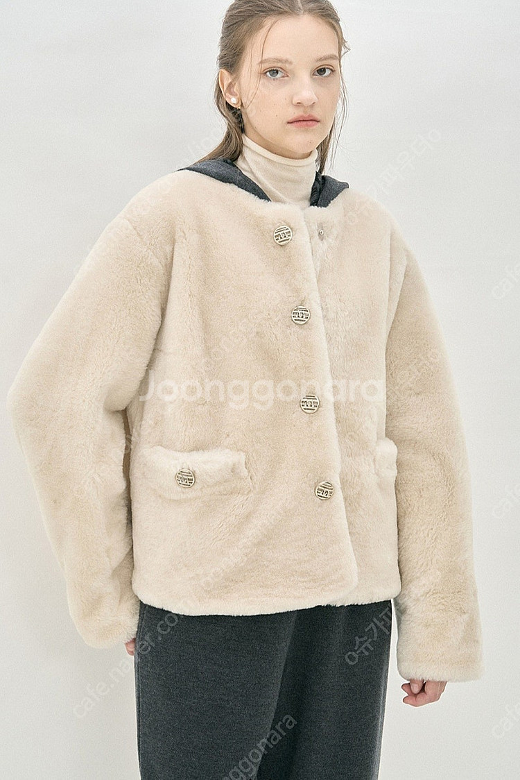 MINE 마인 램스 퍼 시어링 무스탕 자켓 (한섬 타임...--0