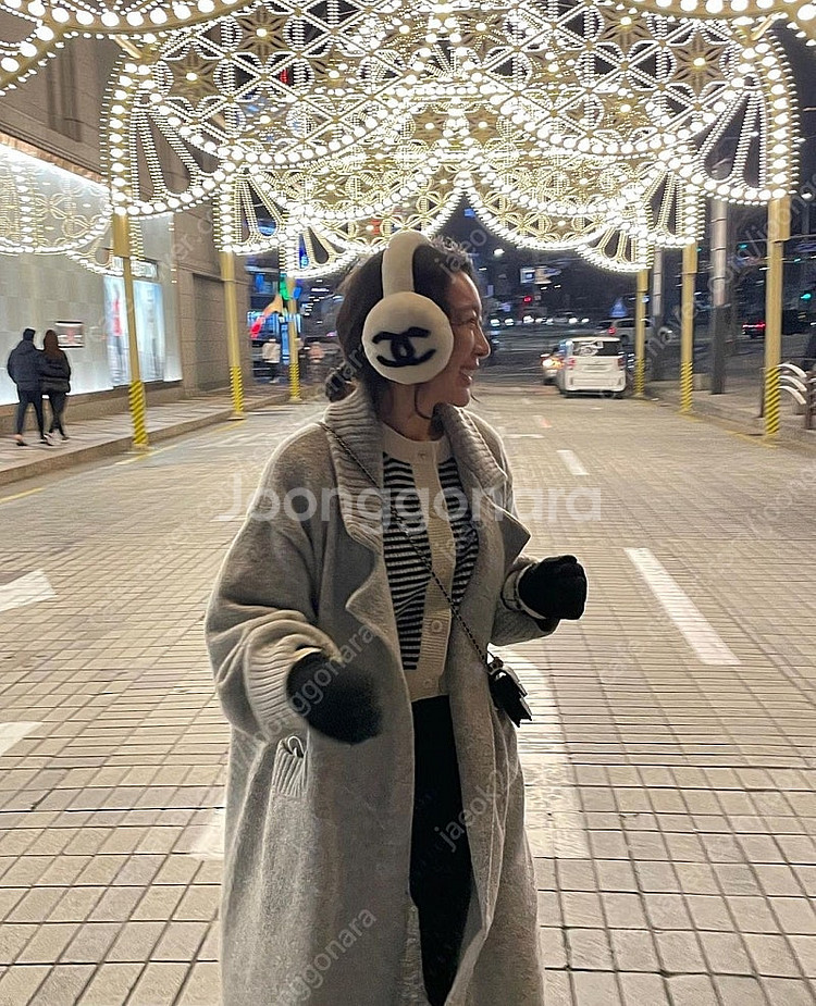 라온 뮤제라 키드모 카라 롱코트/그레이--0