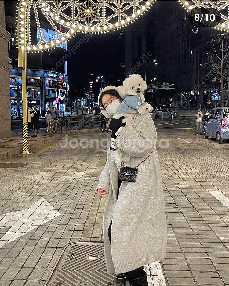 라온 뮤제라 키드모 카라 롱코트/그레이--1