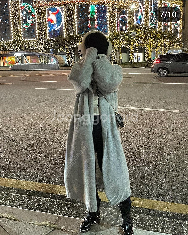 라온 뮤제라 키드모 카라 롱코트/그레이--2