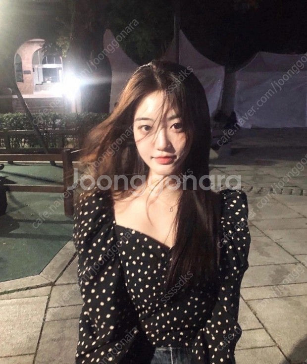 제니오 도트 블라우스 블랙S 새상품--0
