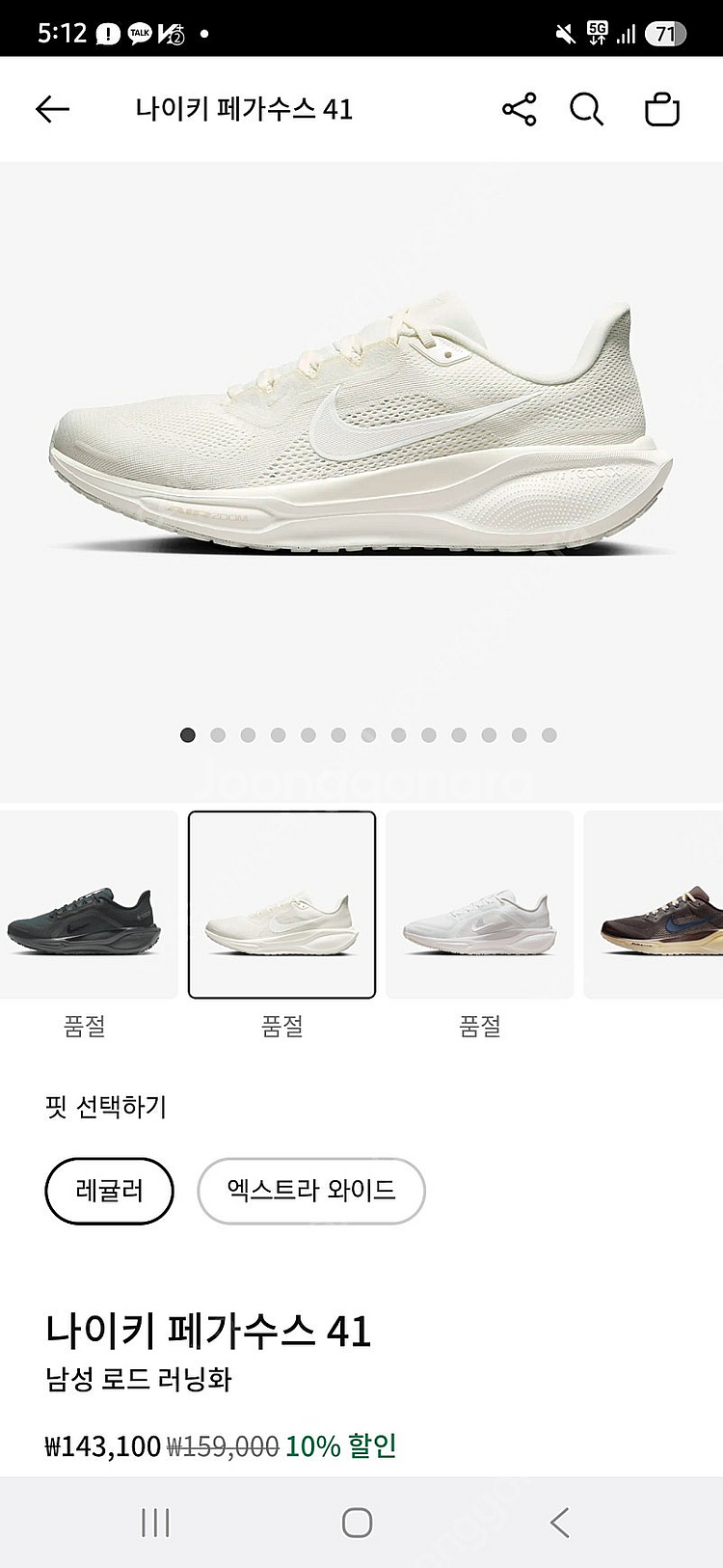 (새제품) 페가수스 41 남자 255사이즈--0