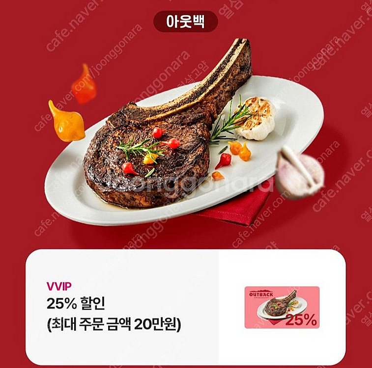 아웃백 25% 할인쿠폰 (주문금액 20만원까지) 2/2...--0