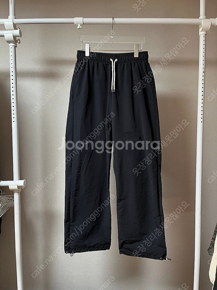 남자 나일론 팬츠 세미와이드 블랙--0