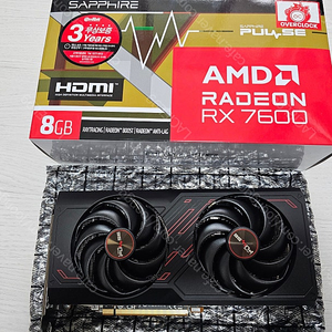 SAPPHIRE 라데온 RX 7600 PULSE OC D6 8GB 판매합니다.