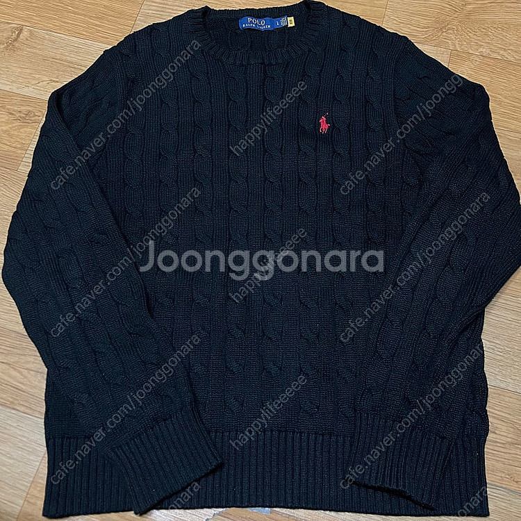 폴로 신형 꽈배기니트 블랙 L사이즈(105사이즈)--1