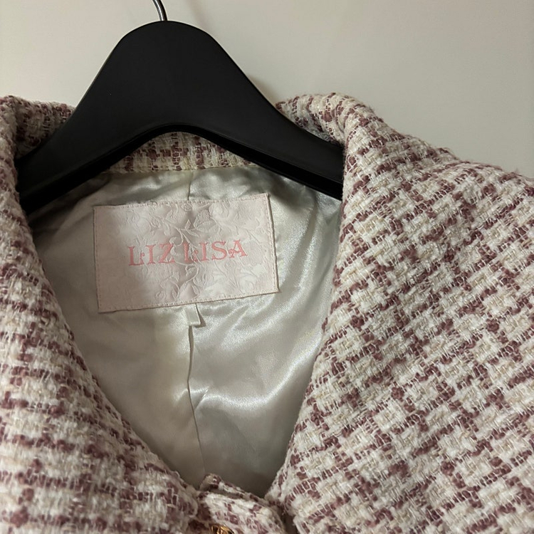 리즈리사 핑크 트위드 하트 리본 코르셋 프릴카라 자켓 양산형지뢰계 139000원--3