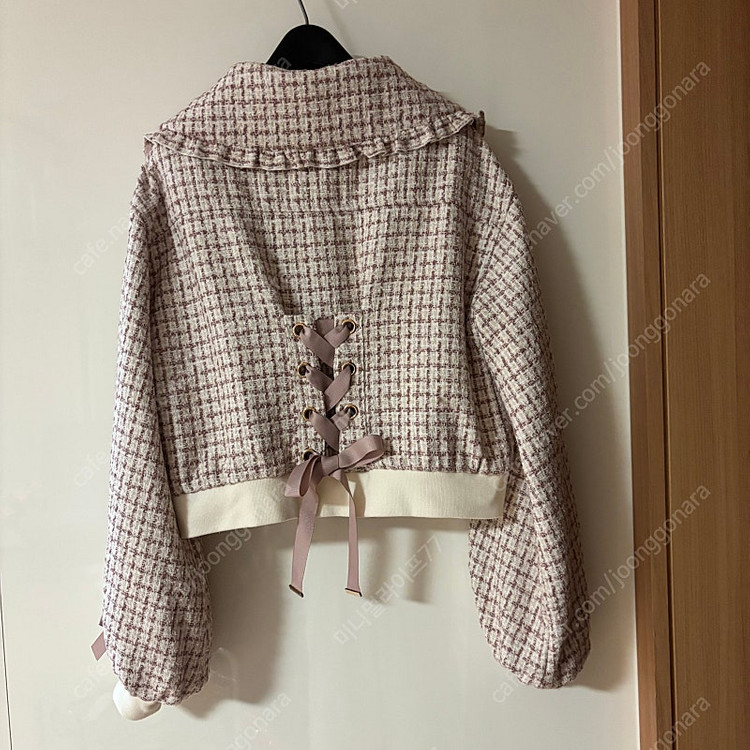 리즈리사 핑크 트위드 하트 리본 코르셋 프릴카라 자켓 양산형지뢰계 139000원--8