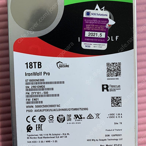 Seagate IRONWOLF 18TB 팝니다.