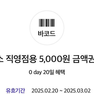 다이소 금액권 5000원권 (두장있음)