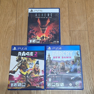 PS5/PS4 게임 3종 일괄로 싸게 팝니다. [에일리언 파이어팀 엘리트/레이지2/파크라이뉴던]