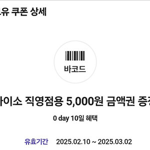 다이소 직영점용 5,000원 금액권/다이소 5천원권 4,600원(~3/2)