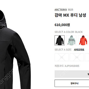 아크테릭스 25SS 감마 MX /25SS 아톰후디 자켓 팝니다.(블랙)