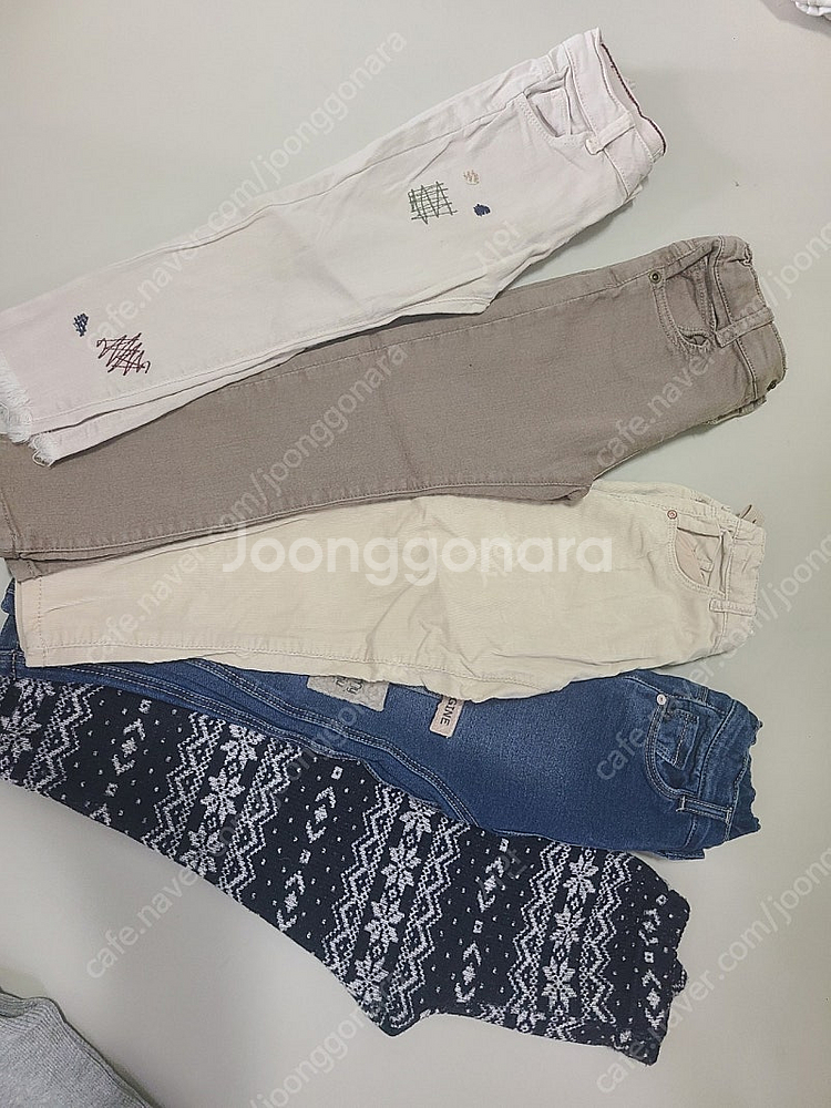 자라 유아바지 3-4y 청바지 면바지 기모바지 롤업바지--0