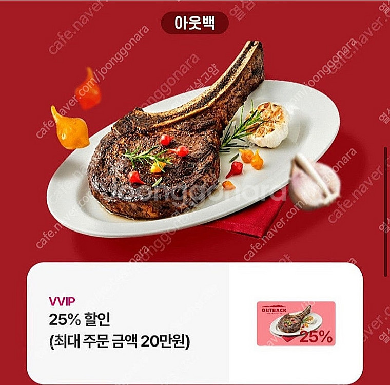 아웃백 25% 할인쿠폰 (주문금액 20만원까지) 2/2...--0