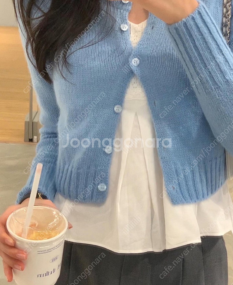 르플레인 애쉬 블루 가디건--1