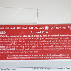 미국 에뉴얼패스 카드 판매합니다. [ U.S ANNUAL PASS ]