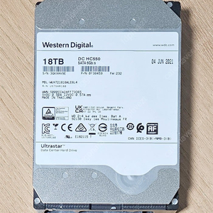WD 18TB 하드 울트라스타 DC HC550 7200