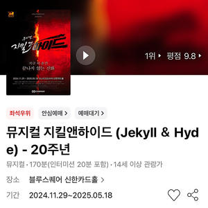 지킬앤하이드 2.22 오늘 7시 티켓양도