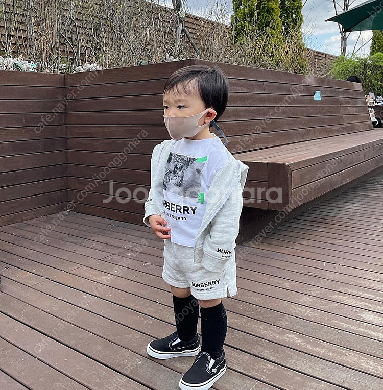 버버리 베이비 키즈 후드집업 반바지 상하세트 셋업 멜란...--0