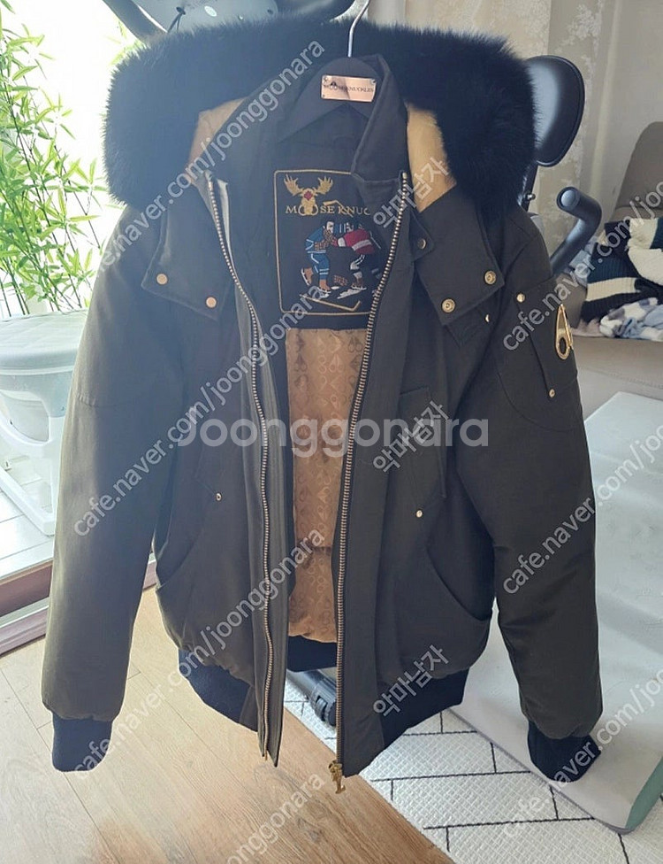 무스너클 남성 리틀 라피드 카키 블랙퍼 봄버 자켓--0
