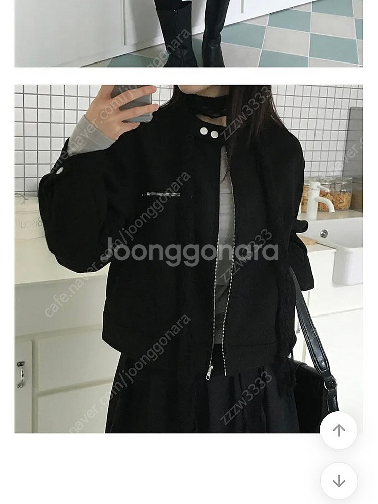 새상품) 에이블리 더블콩 로멘 스웨이드 노카라 자켓 차...--0