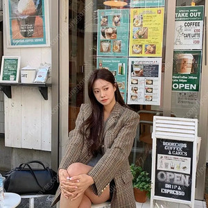 더위시 리즈 다이애나 울자켓 체크 하운드자켓 올드머니룩