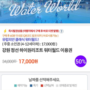 하이원 워터월드 종일권 3매