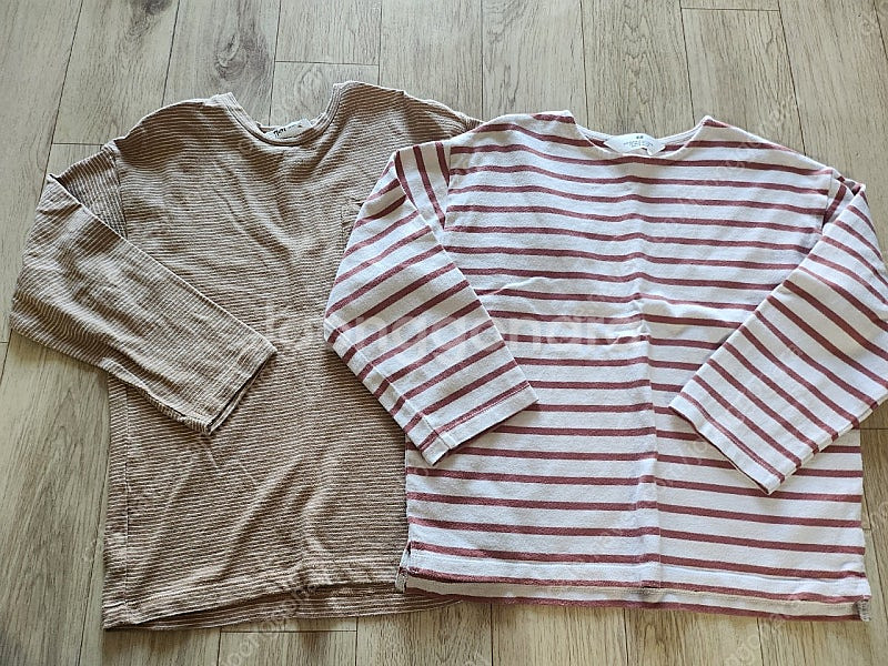 H&M 에이치앤앰 키즈 봄티셔츠 두벌 6-8Y 브라운--0