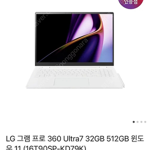 LG 그램 프로 360 Ultra7 32GB 512GB 윈도우 11 (16T90SP-KD79K)