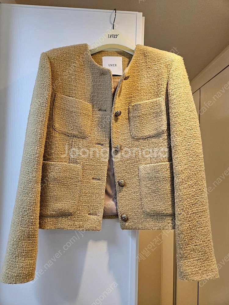 유메르 베른 부클 트위드 재킷 베이지 상태좋음--1
