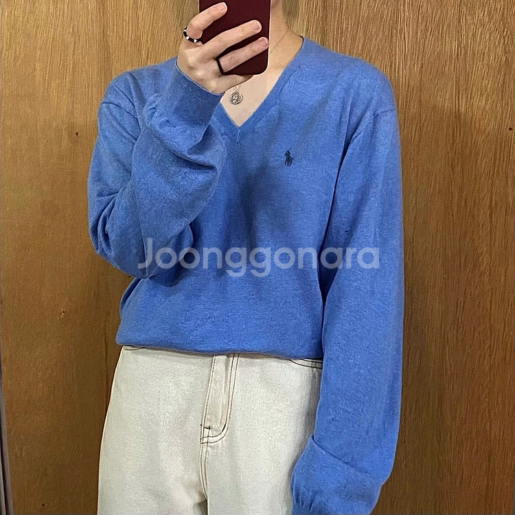 Polo 폴로 랄프로렌 정품 크롭 코튼 브이넥 니트 판...--0