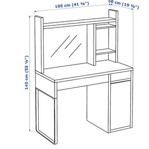 IKEA 미케 책상 105x50cm 책장포함 5만원