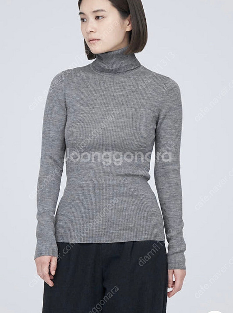 MUJI] 여성 워셔블 울 리브 터틀넥 스웨터-4장 개...--9