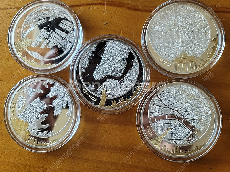 세계 5대도시 2oz 금도금 기념은화--0