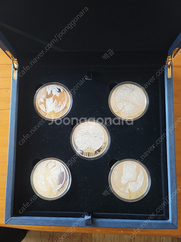 세계 5대도시 2oz 금도금 기념은화--1