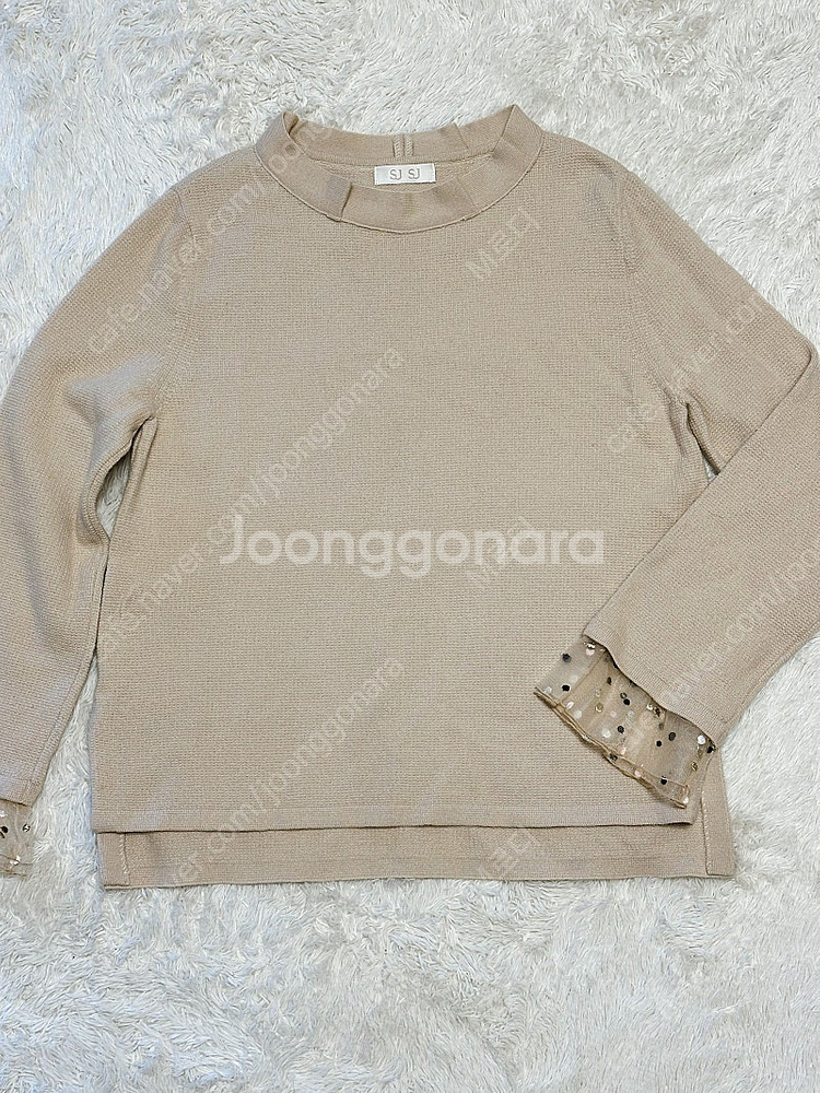 SJSJ 튤 블록 니트 탑--1