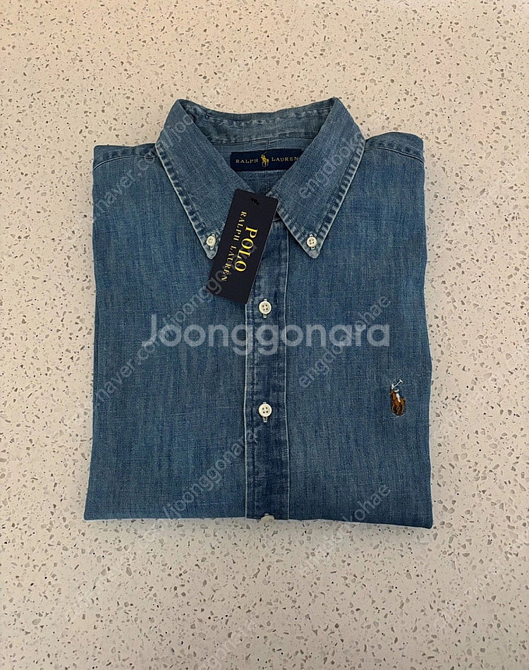 폴로 클래식핏 데님셔츠M--0