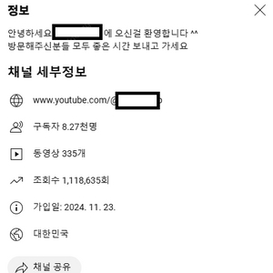 국내 유튜브 채널 구독자 8,270명 판매