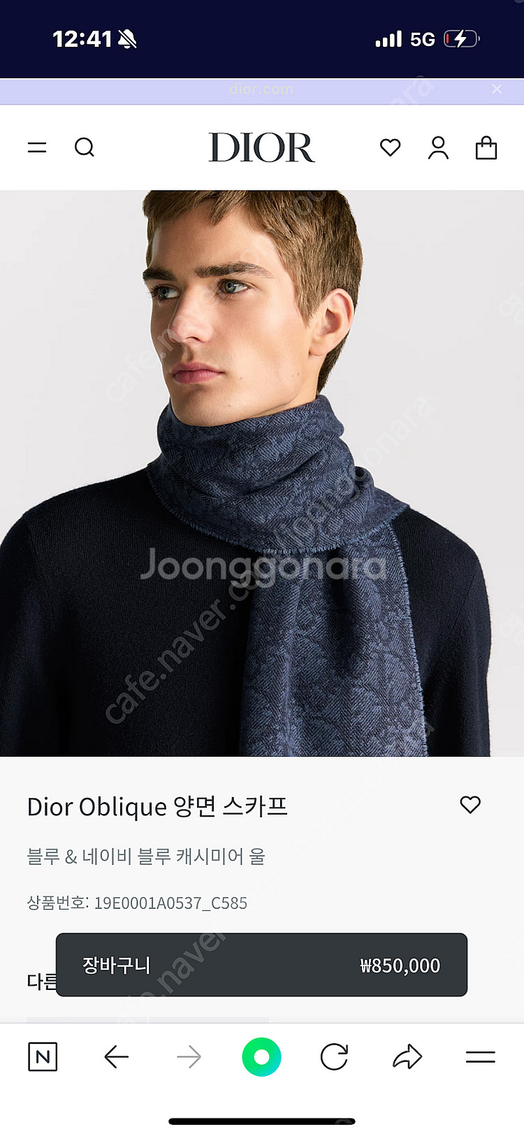 디올 오블리크 남성 양면 목도리 머플러--3