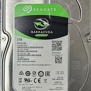 시게이트 SATA 2TB 3.5인치 디스크 판매합니다.