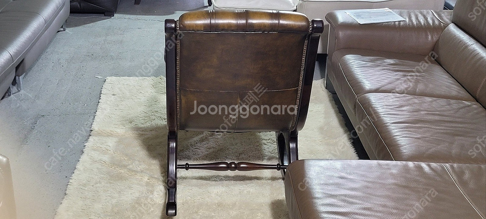*판매* ​체스터필드 이태리 전체 천연가죽 흔들의자+스...--7
