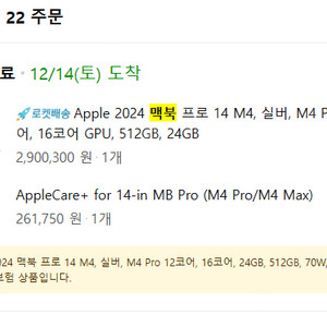맥북프로 14 m4 12코어 gpu 16코어 24g 512gb 애플케어