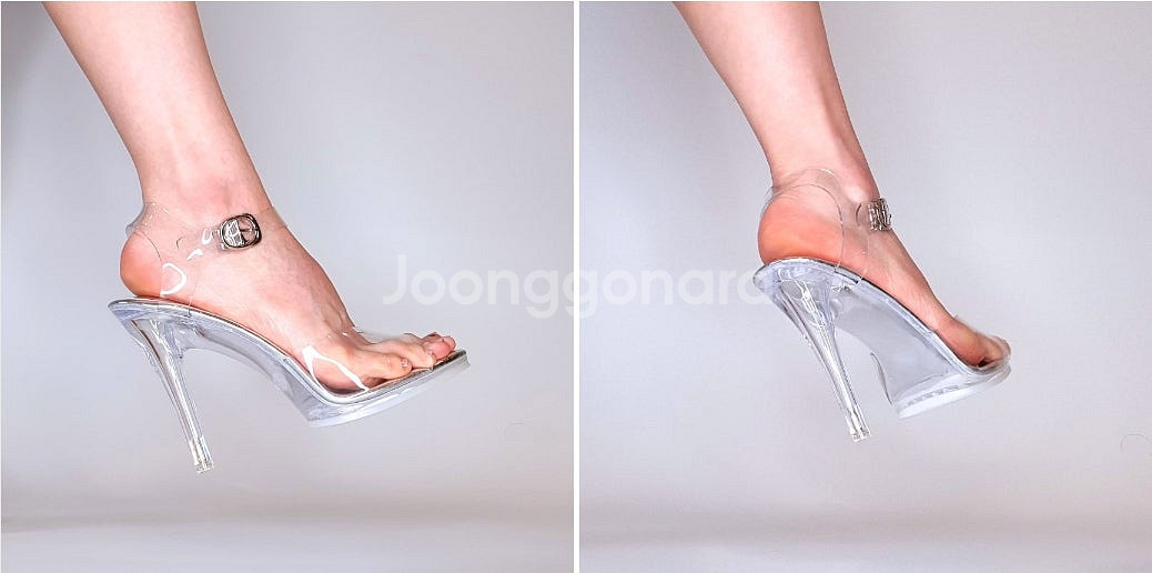 *낱족세일* 피트니스대회 투명 스트랩 킬힐 샌들 유리구...--3