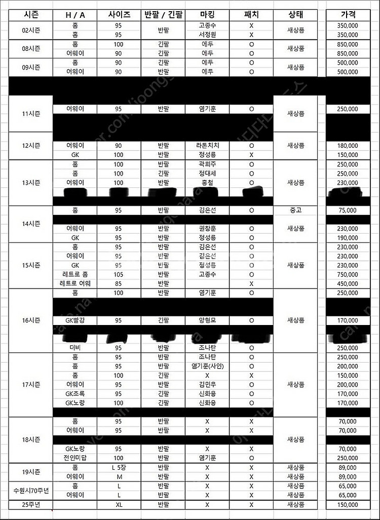 수원블루윙즈 유니폼 모음--0