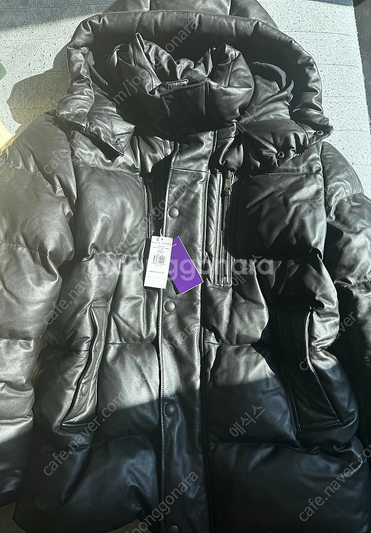 랄프로렌 퍼플라벨 가죽외피 구스다운 레더패딩 L 택달린...--0
