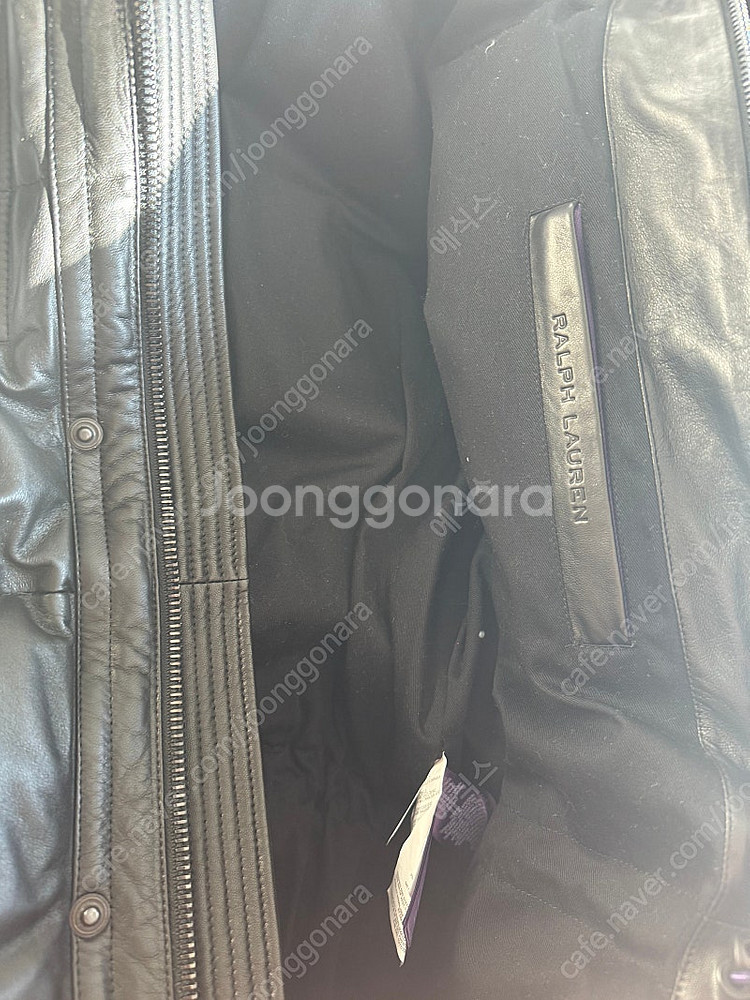 랄프로렌 퍼플라벨 가죽외피 구스다운 레더패딩 L 택달린...--3