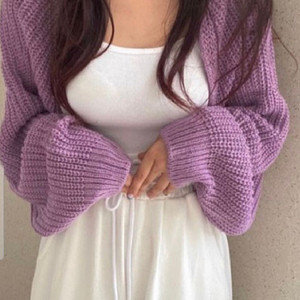 보라색가디건