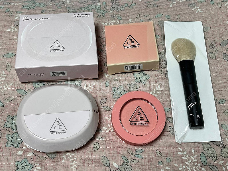 3ce 베어 커버 쿠션+블러셔 퓨어케이크+브러쉬--0